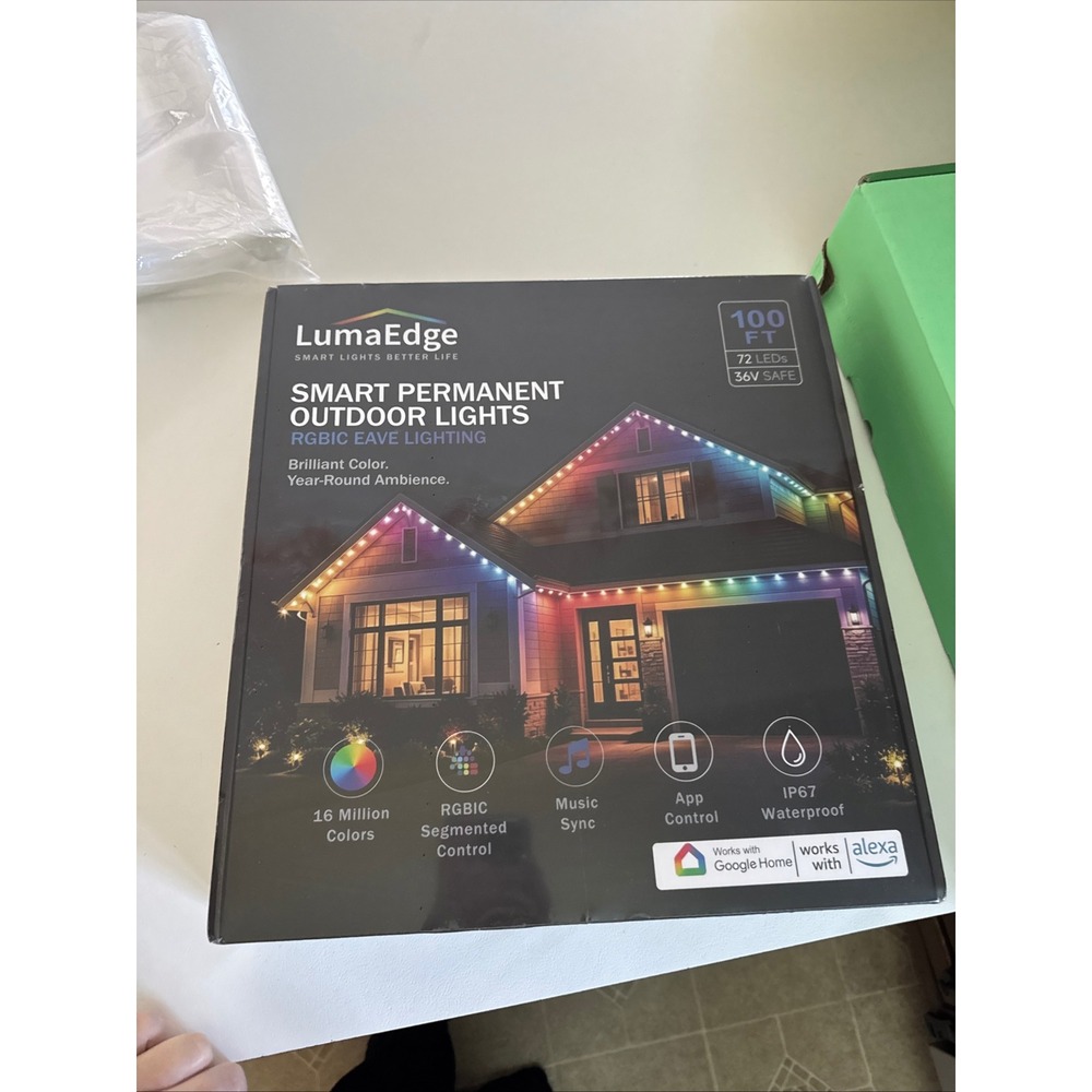 LumaEdge Smart Permanent Outdoor Lights 100 FT Multicolor NEW